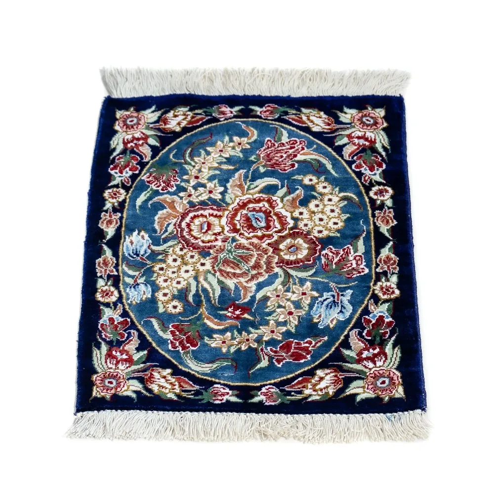 Silketeppe - Ghom Silk - Premium - 40 x 28 cm - mørkeblå