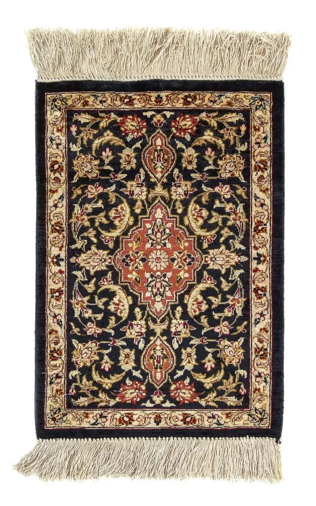 Silketeppe - Ghom Silk - Premium - 41 x 28 cm - mørkeblå
