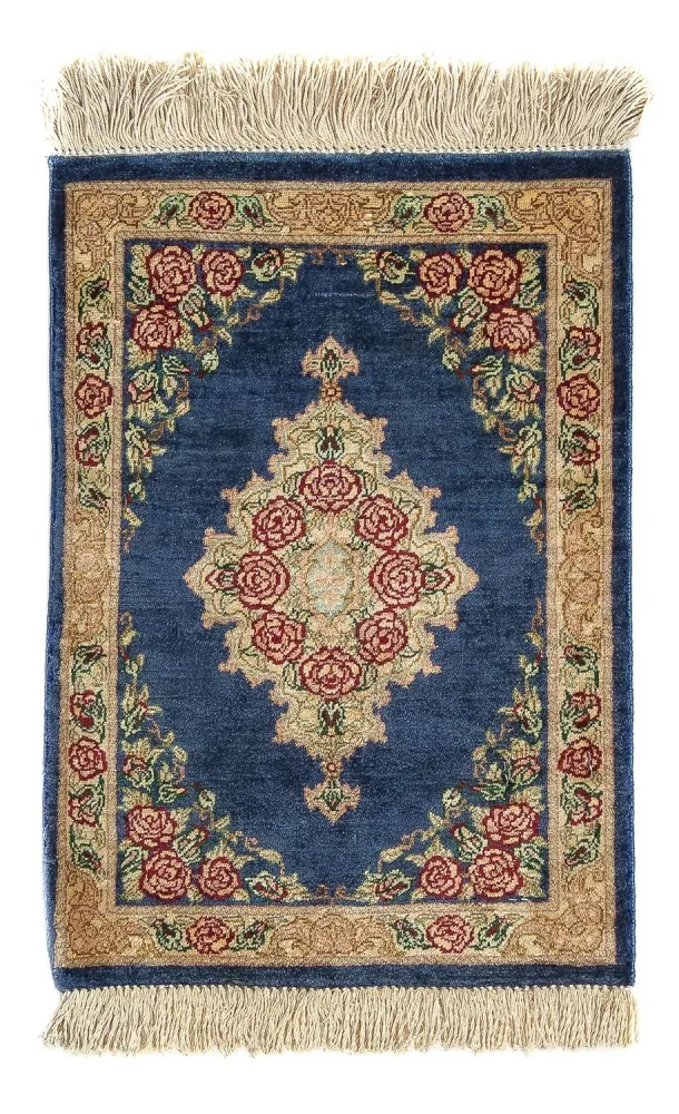 Silketeppe - Ghom Silk - Premium - 40 x 28 cm - mørkeblå