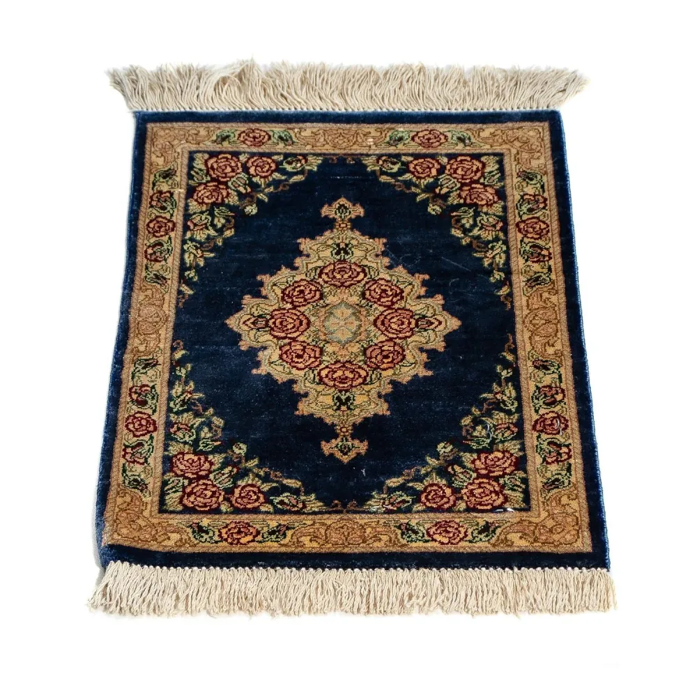 Silketeppe - Ghom Silk - Premium - 40 x 28 cm - mørkeblå