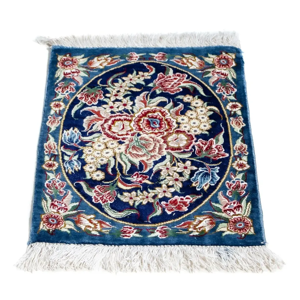 Silketeppe - Ghom Silk - Premium - 40 x 28 cm - mørkeblå