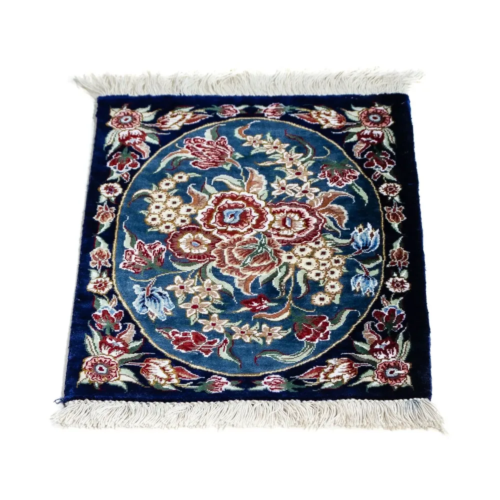 Silketeppe - Ghom Silk - Premium - 40 x 28 cm - mørkeblå
