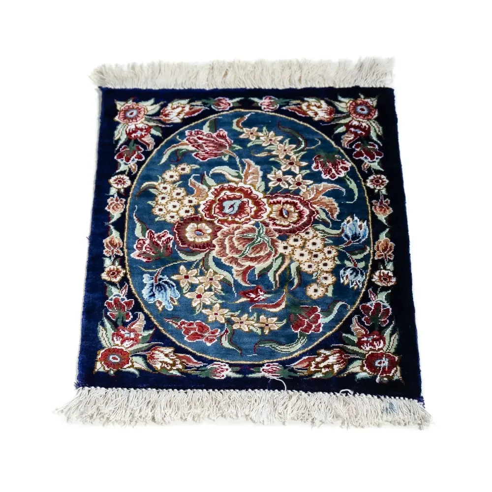 Silketeppe - Ghom Silk - Premium - 40 x 28 cm - mørkeblå