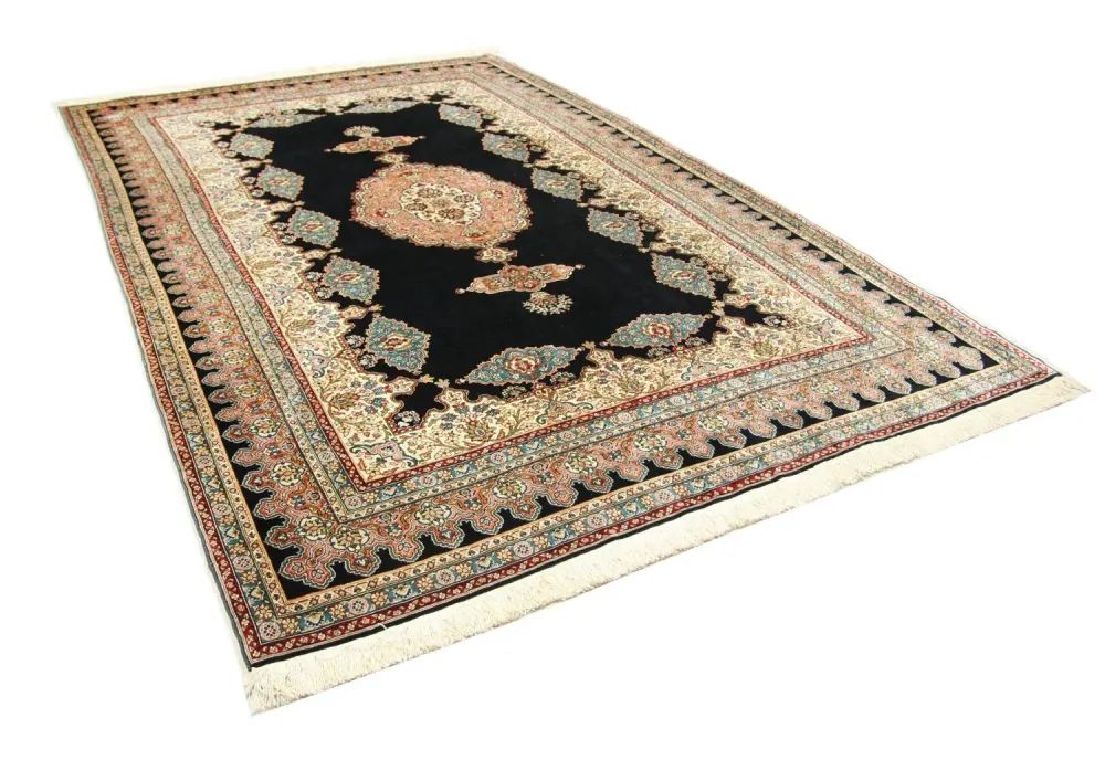 Silketeppe - Hereke Silk - Premium - 270 x 180 cm - blå