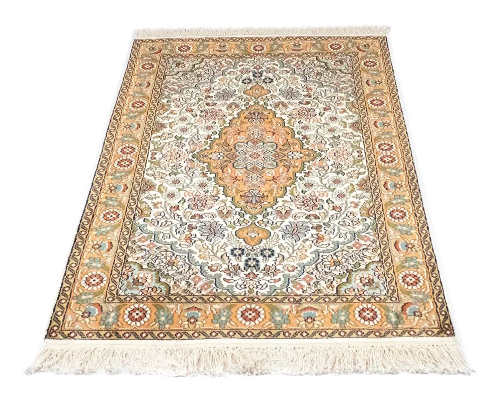 Silketeppe - Kashmir silke - 120 x 80 cm - beige