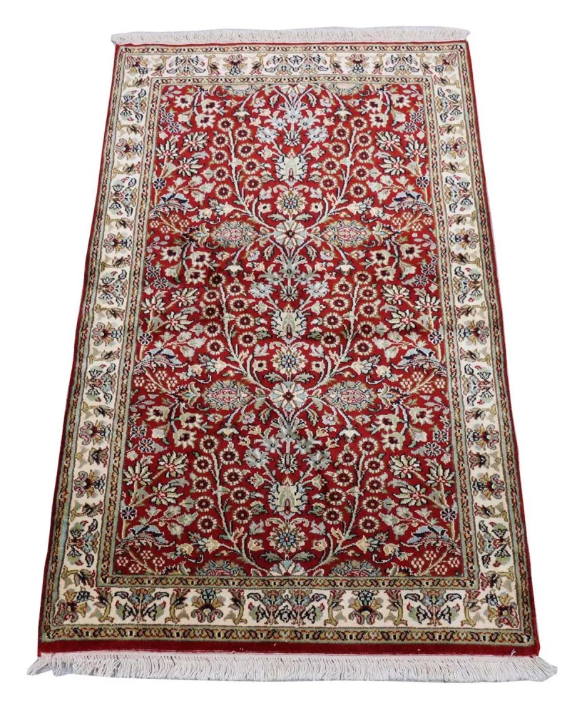 Silketeppe - Kashmir silke - 124 x 77 cm - rød