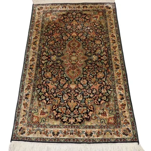 Silketeppe - Kashmir silke - 124 x 77 cm - mørkeblå