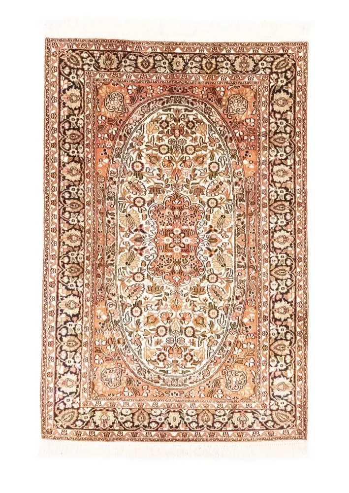 Silketeppe - Kashmir silke - 125 x 83 cm - oransje