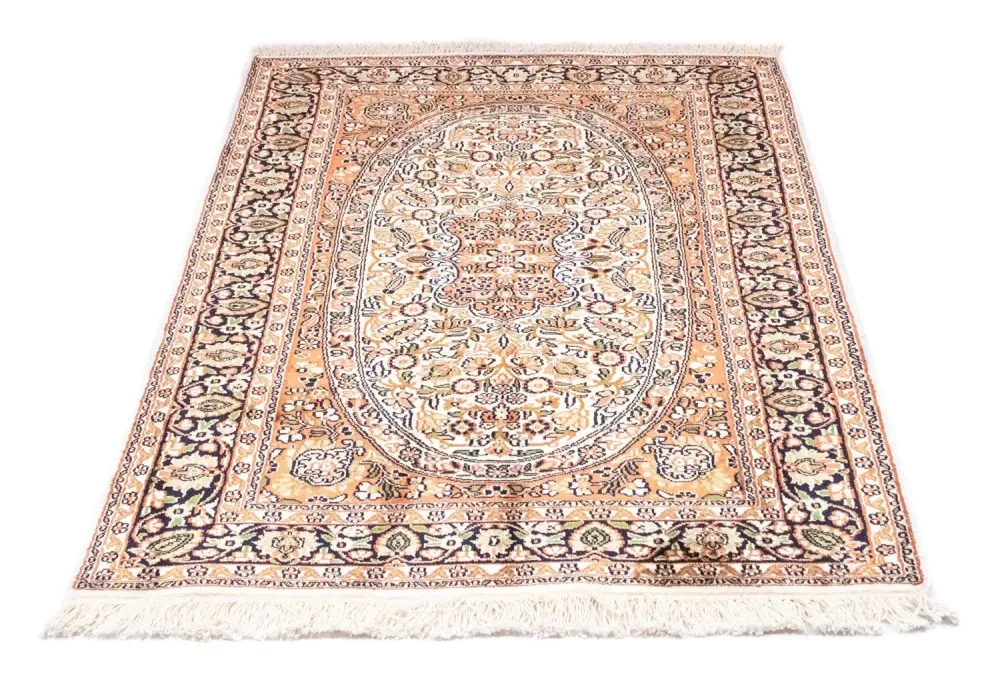 Silketeppe - Kashmir silke - 125 x 83 cm - oransje