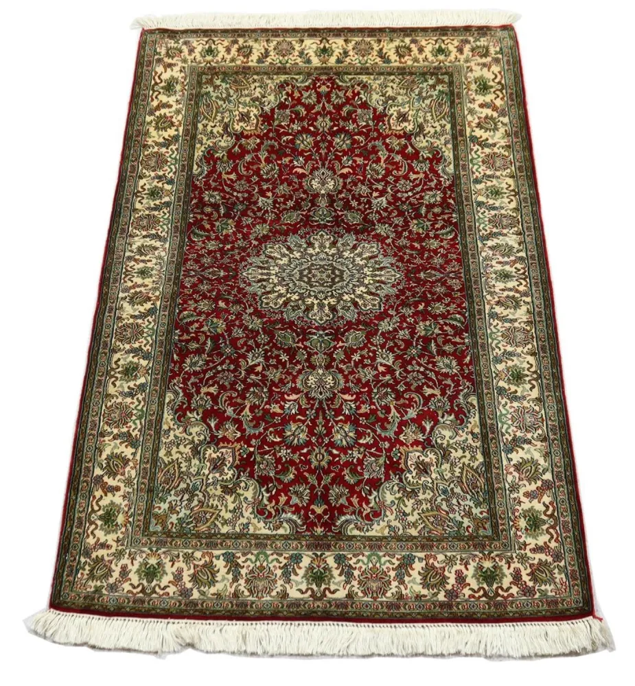 Silketeppe - Kashmir silke - 149 x 90 cm - mørk rød