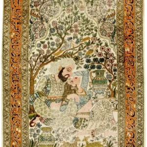 Silketeppe - Kashmir silke - 150 x 92 cm - flerfarget
