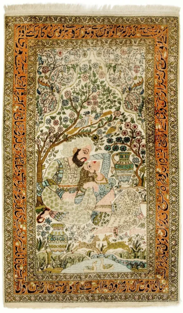 Silketeppe - Kashmir silke - 150 x 92 cm - flerfarget