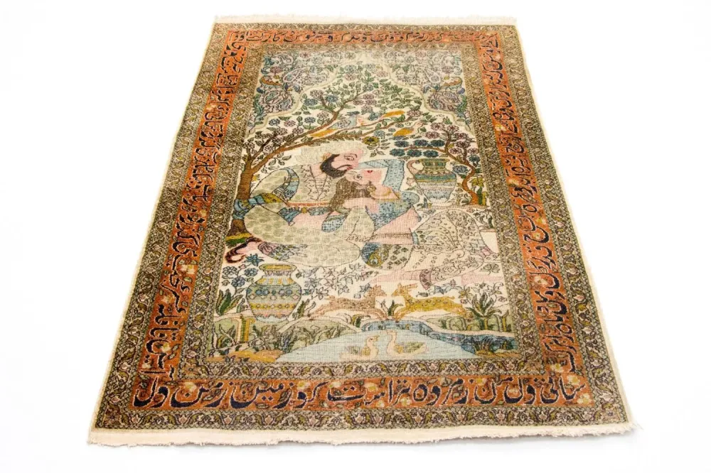 Silketeppe - Kashmir silke - 150 x 92 cm - flerfarget