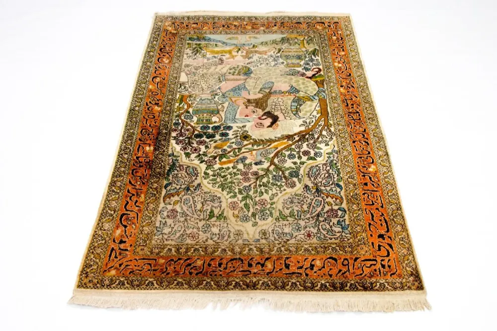 Silketeppe - Kashmir silke - 150 x 92 cm - flerfarget