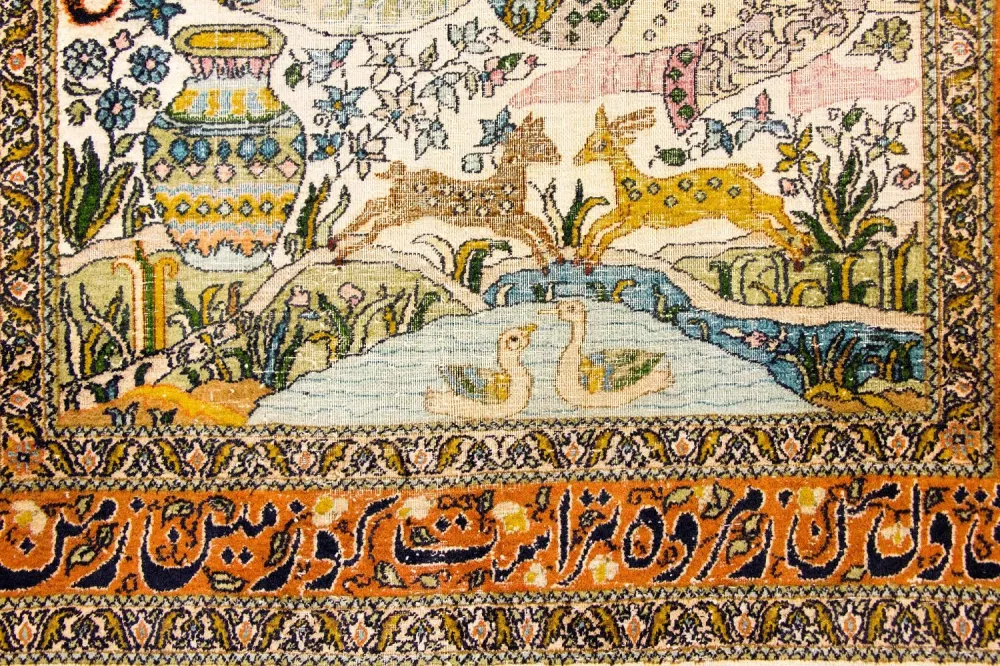 Silketeppe - Kashmir silke - 150 x 92 cm - flerfarget