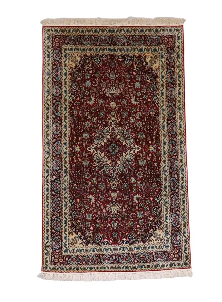 Silketeppe - Kashmir silke - 150 x 90 cm - mørk rød