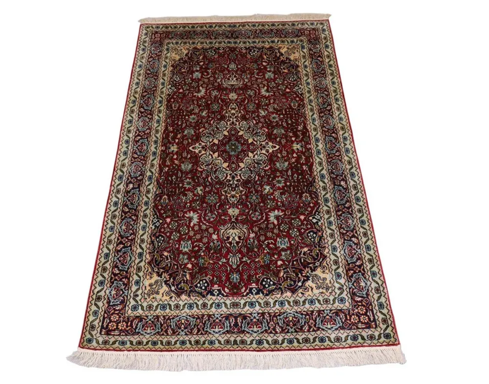Silketeppe - Kashmir silke - 150 x 90 cm - mørk rød