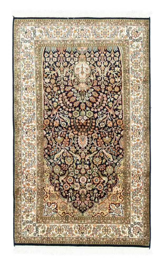 Silketeppe - Kashmir silke - 156 x 95 cm - blå