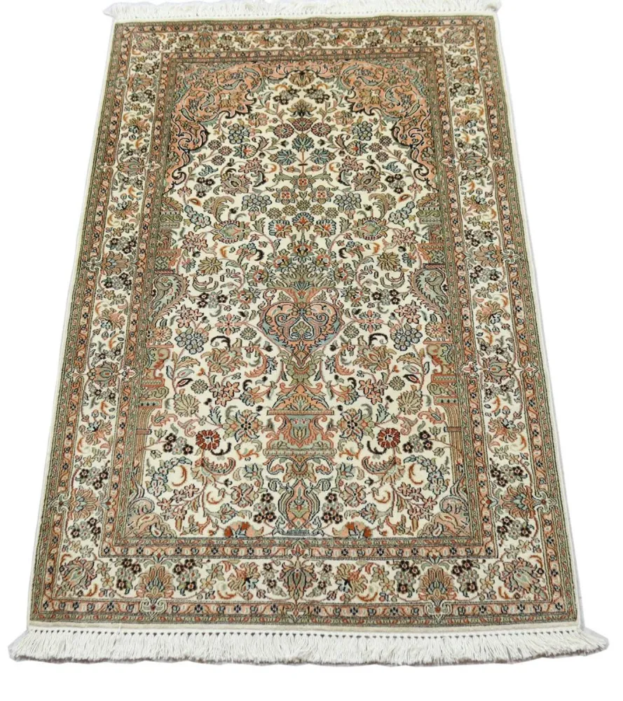 Silketeppe - Kashmir silke - 158 x 96 cm - beige