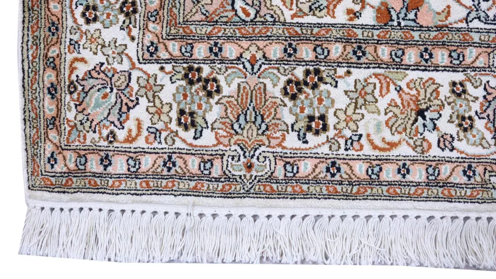 Silketeppe - Kashmir silke - 158 x 96 cm - beige