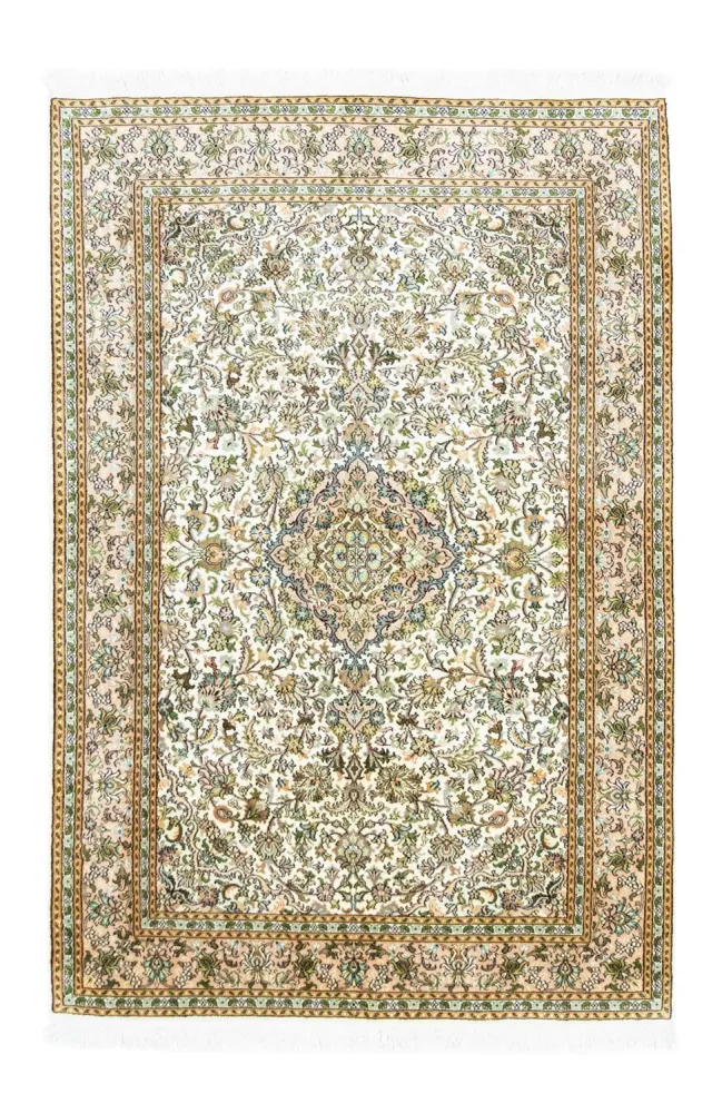 Silketeppe - Kashmir silke - 183 x 125 cm - beige