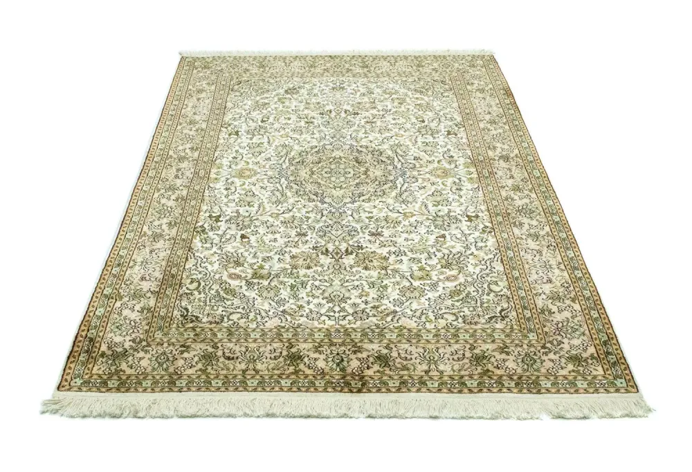 Silketeppe - Kashmir silke - 183 x 125 cm - beige