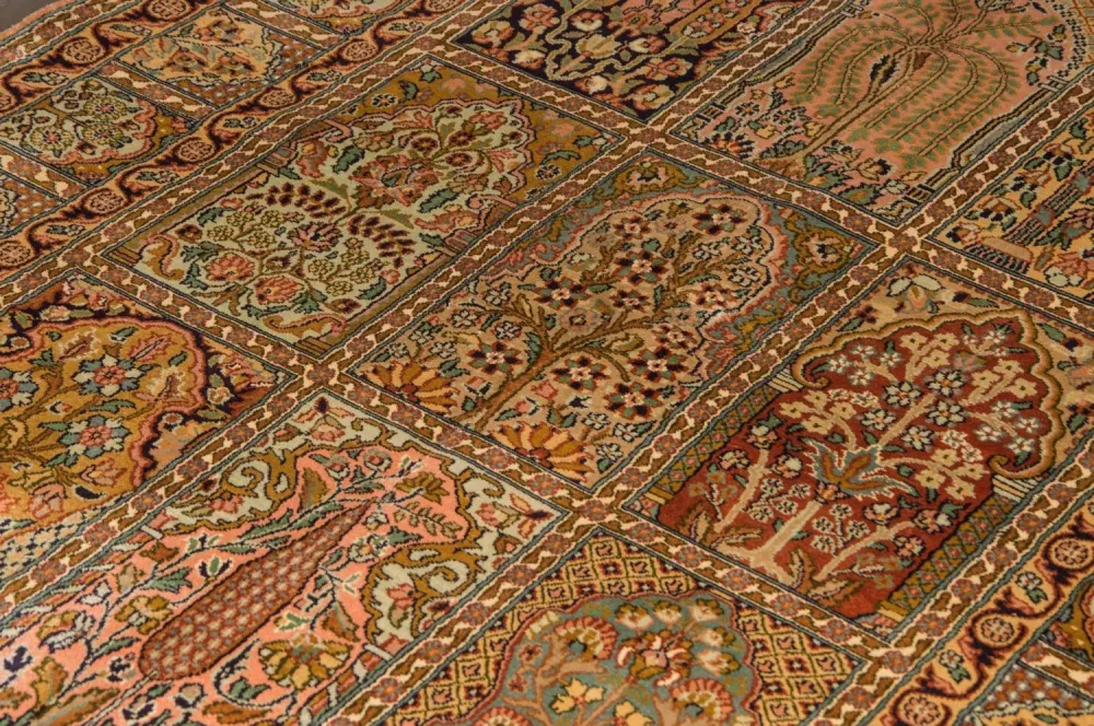 Silketeppe - Kashmir silke - 184 x 124 cm - flerfarget