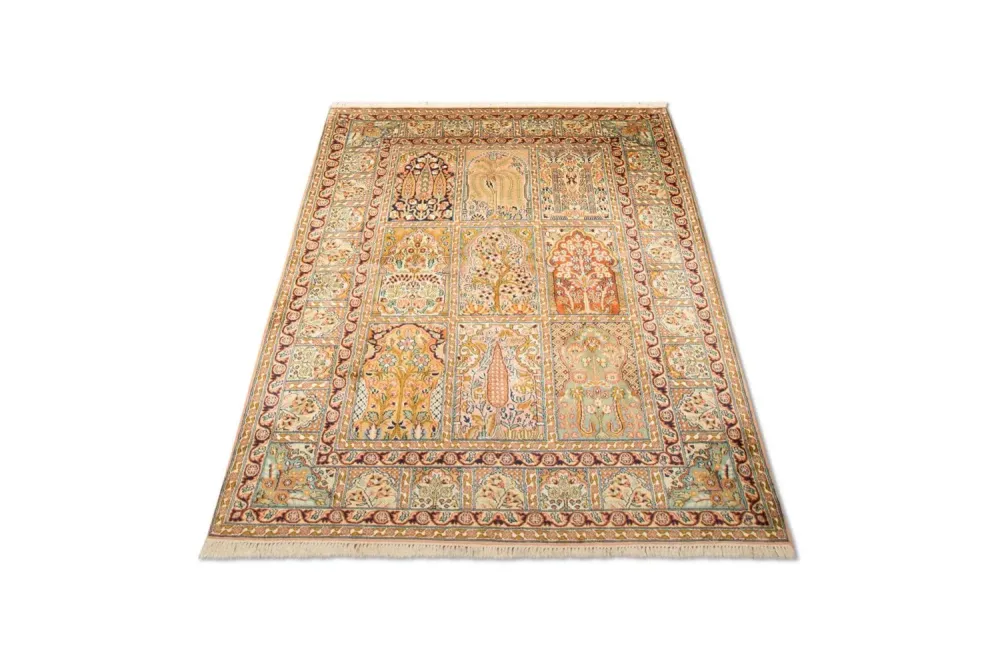 Silketeppe - Kashmir silke - 184 x 124 cm - flerfarget