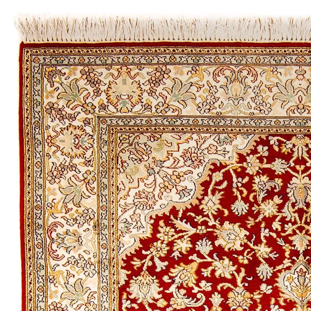 Silketeppe - Kashmir silke - 186 x 129 cm - rød