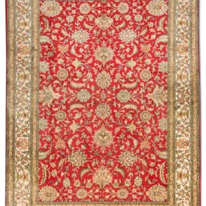 Silketeppe - Kashmir silke - 214 x 150 cm - rød