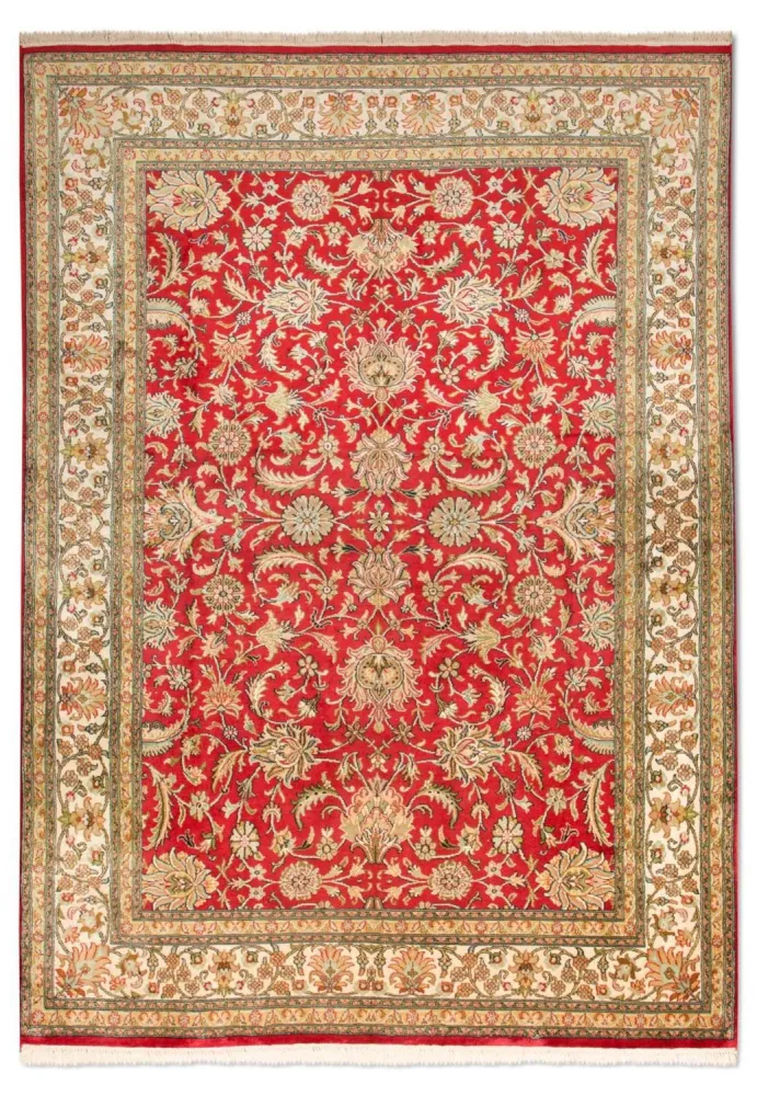 Silketeppe - Kashmir silke - 214 x 150 cm - rød