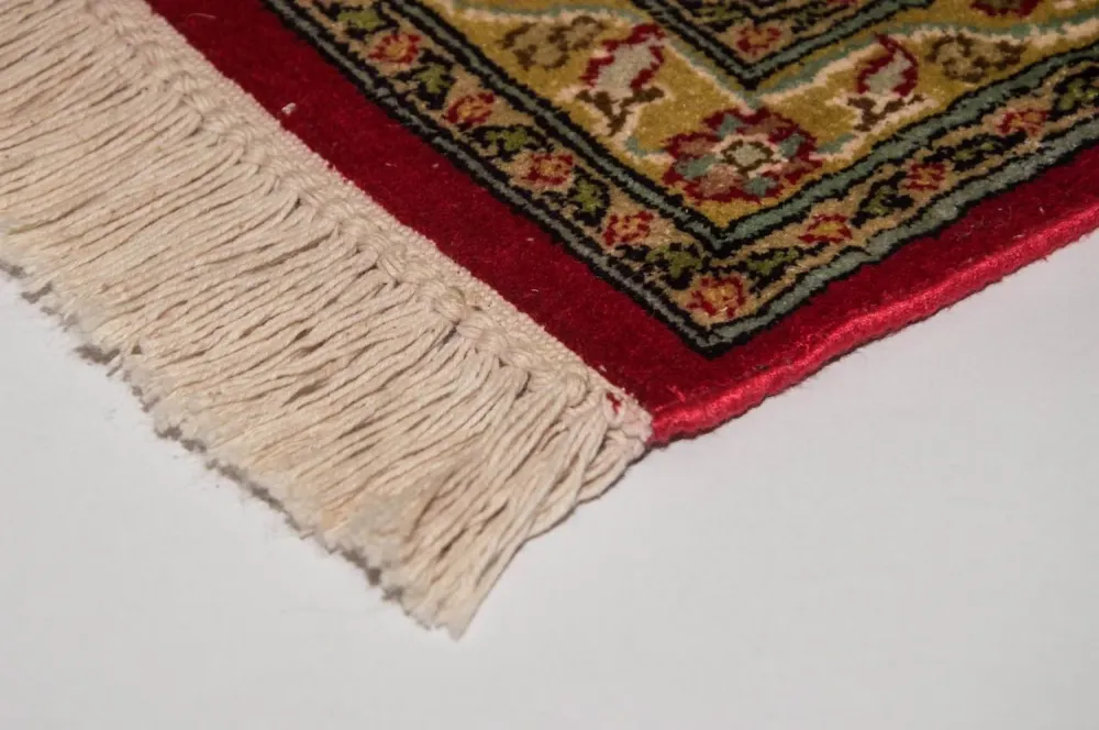 Silketeppe - Kashmir silke - 214 x 150 cm - rød