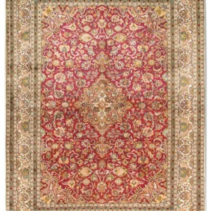 Silketeppe - Kashmir silke - 218 x 157 cm - rød