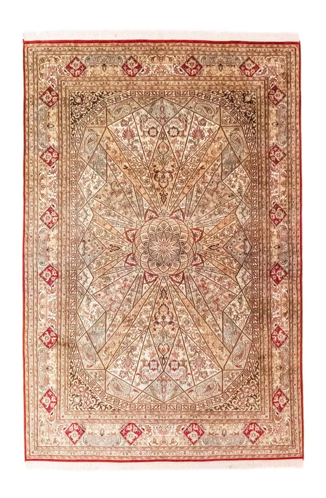 Silketeppe - Kashmir silke - 250 x 167 cm - rød