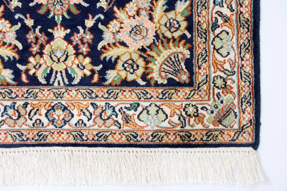 Silketeppe - Kashmir silke - 98 x 63 cm - blå
