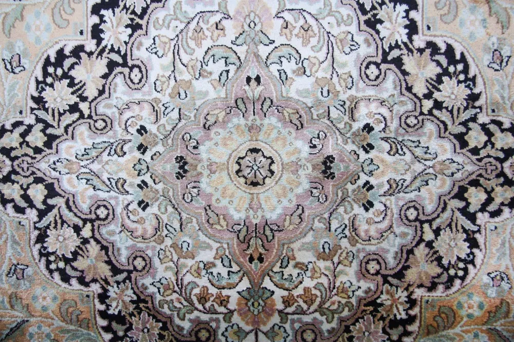 Silketeppe - Kashmir silke - 290 x 185 cm - blå