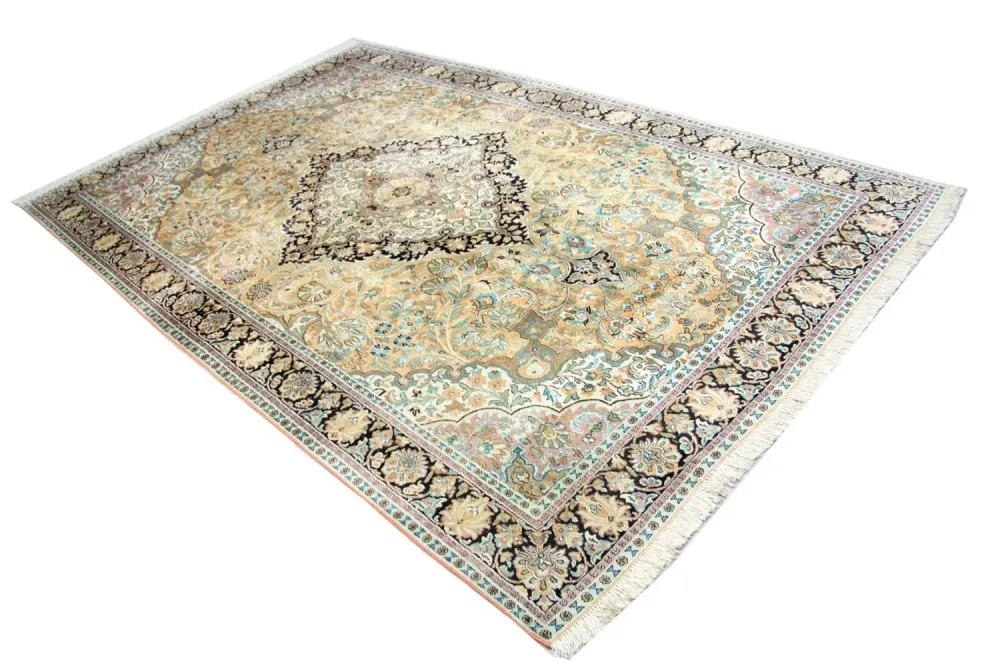 Silketeppe - Kashmir silke - 290 x 185 cm - blå