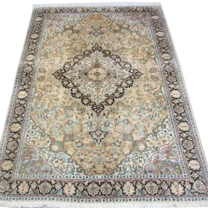 Silketeppe - Kashmir silke - 290 x 185 cm - blå