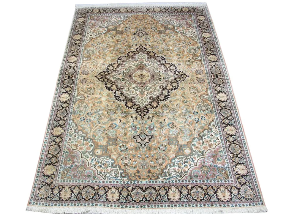 Silketeppe - Kashmir silke - 290 x 185 cm - blå