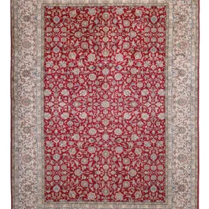 Silketeppe - Kashmir silke - 302 x 216 cm - rød