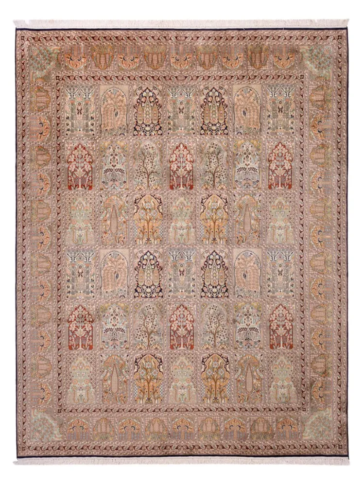 Silketeppe - Kashmir silke - 308 x 242 cm - mørk beige