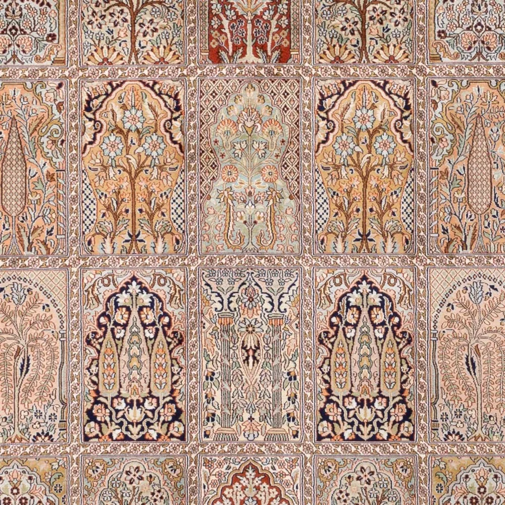 Silketeppe - Kashmir silke - 308 x 242 cm - mørk beige