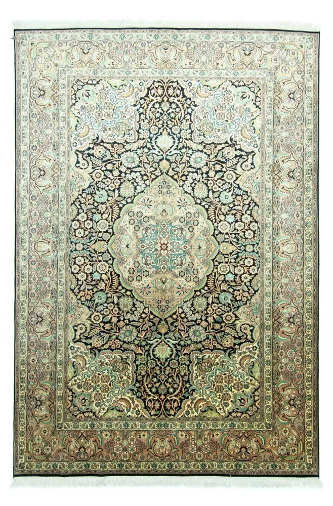 Silketeppe - Kashmir silke - 311 x 213 cm - blå
