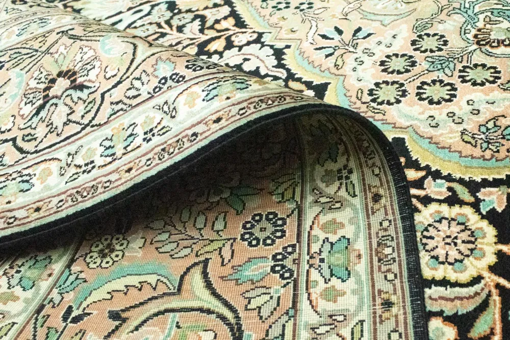 Silketeppe - Kashmir silke - 311 x 213 cm - blå
