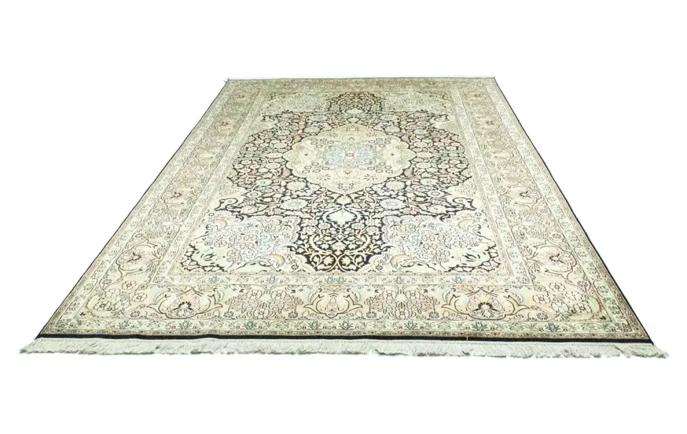Silketeppe - Kashmir silke - 311 x 213 cm - blå