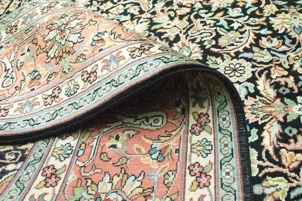 Silketeppe - Kashmir silke - 315 x 214 cm - blå