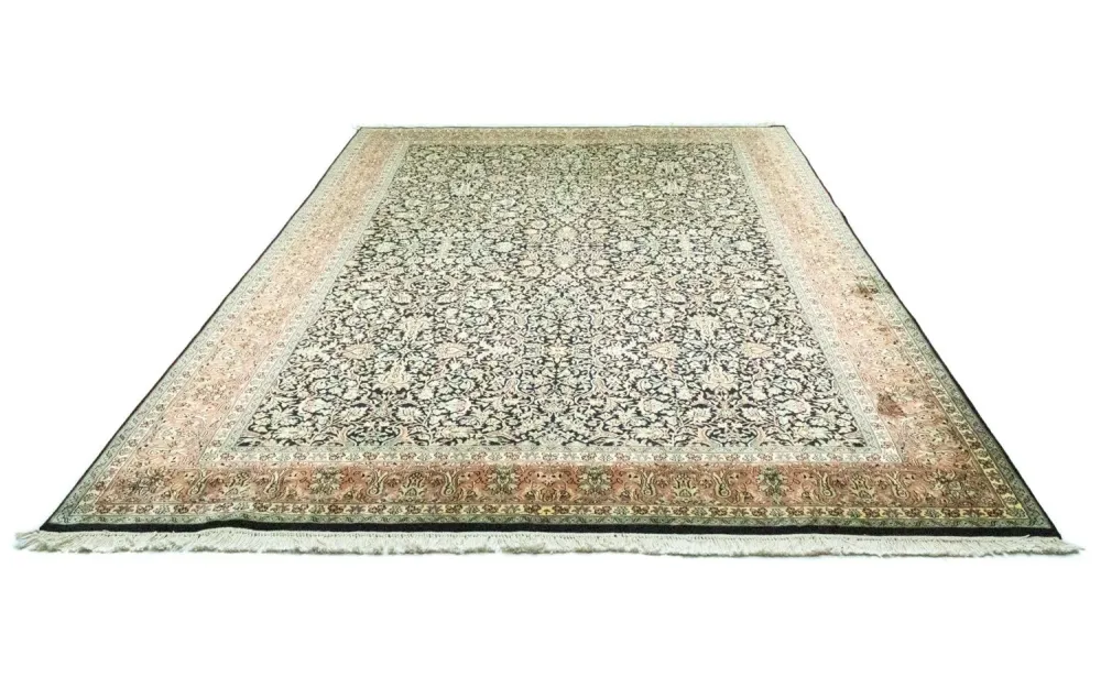 Silketeppe - Kashmir silke - 315 x 214 cm - blå
