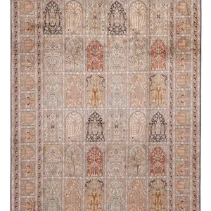 Silketeppe - Kashmir silke - 315 x 214 cm - lys beige