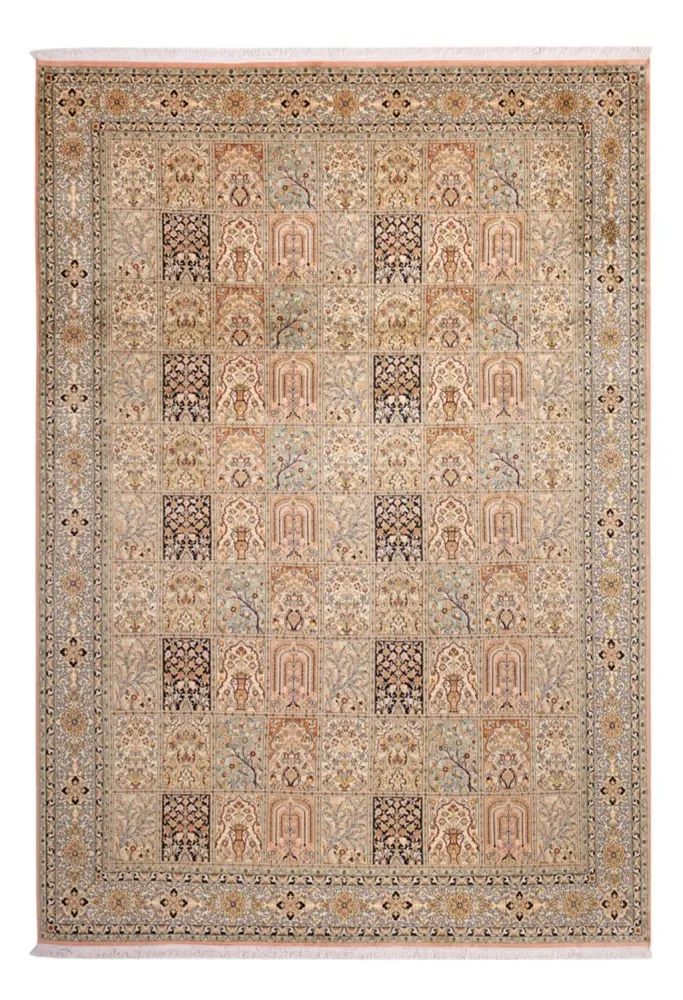 Silketeppe - Kashmir silke - 316 x 220 cm - mørk beige