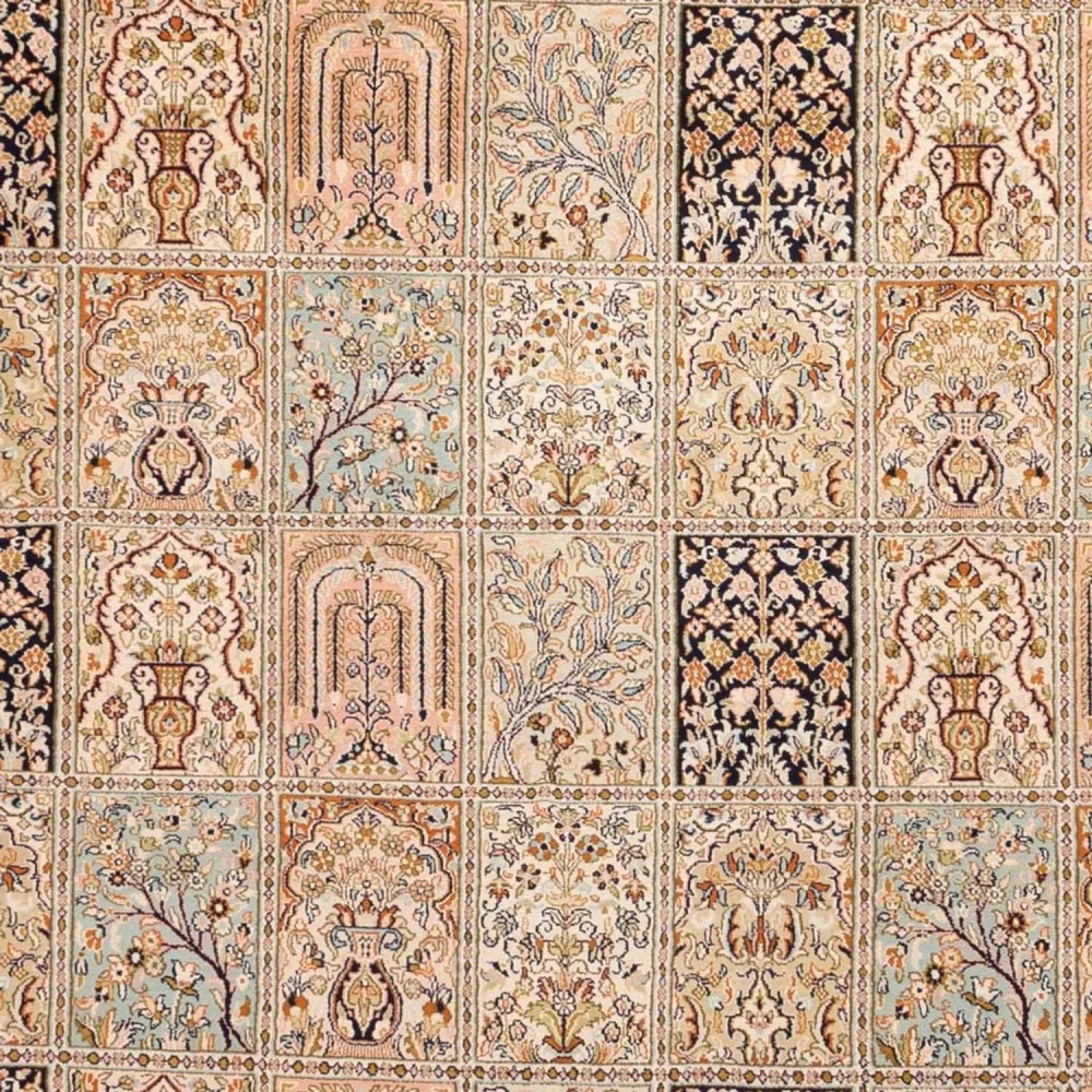 Silketeppe - Kashmir silke - 316 x 220 cm - mørk beige